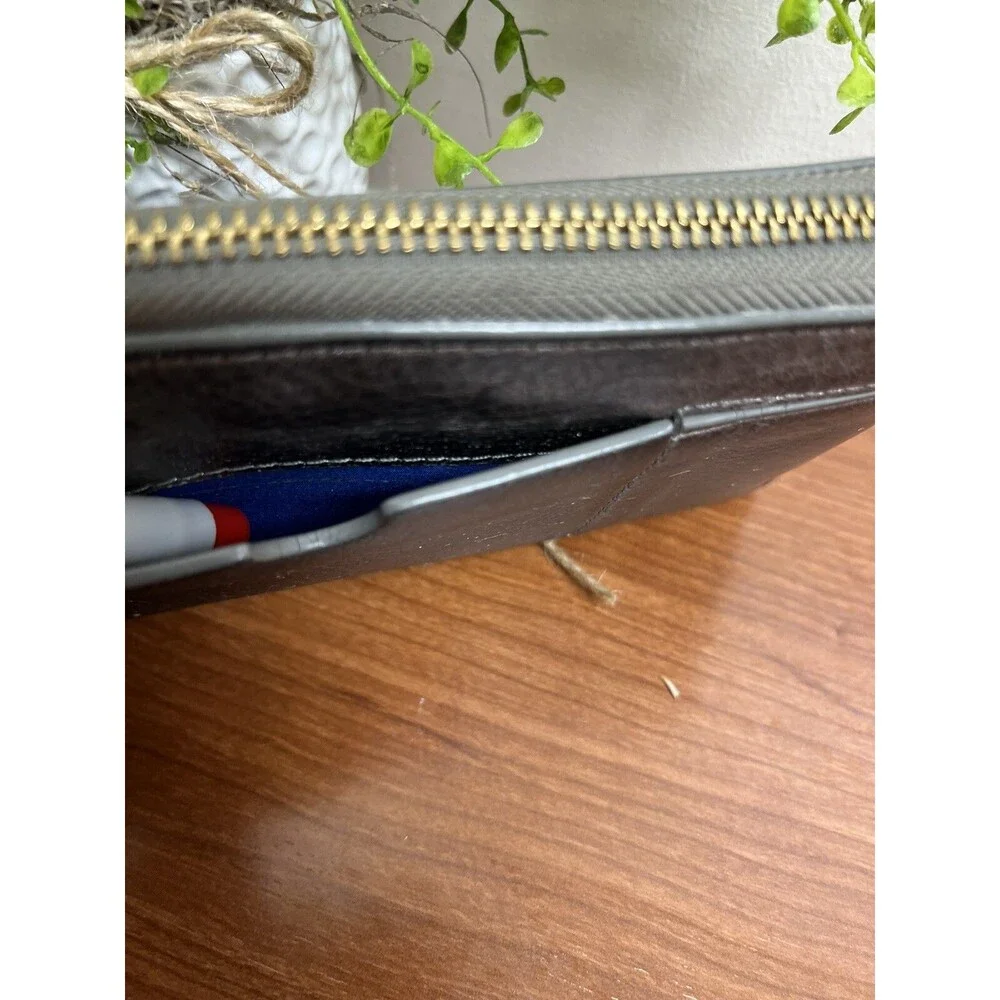 Cole Haan Women’s Silver Bronze Zip Around Leather Wristlet Wallet